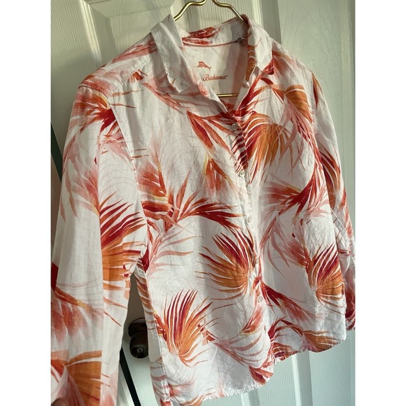 Tommy Bahama Linen Floral Tropical Print Button Down Shirt Small S Summer - Picture 5 of 10